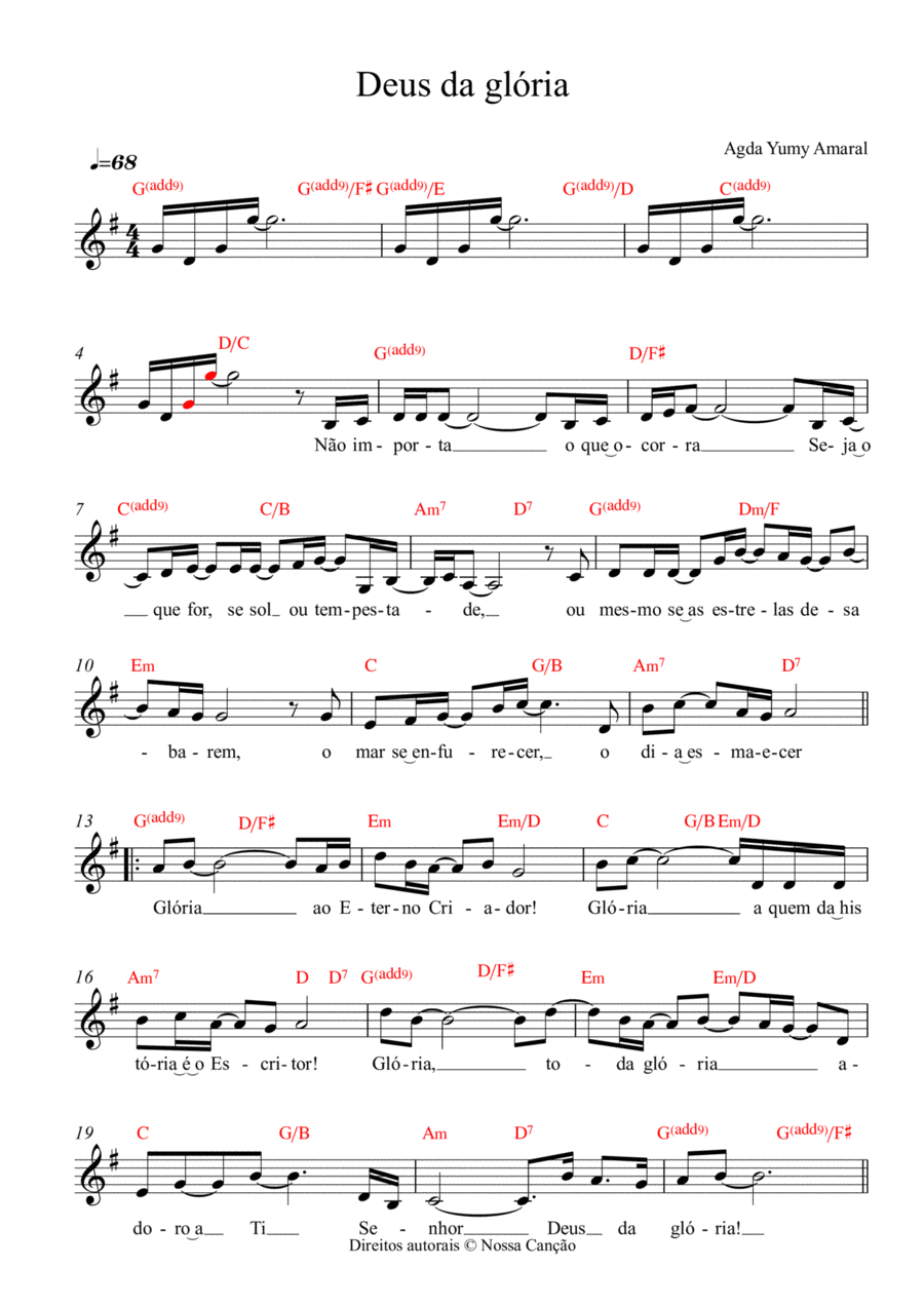 Deus da glória Deus da glória Piano scores gallery preview page 1