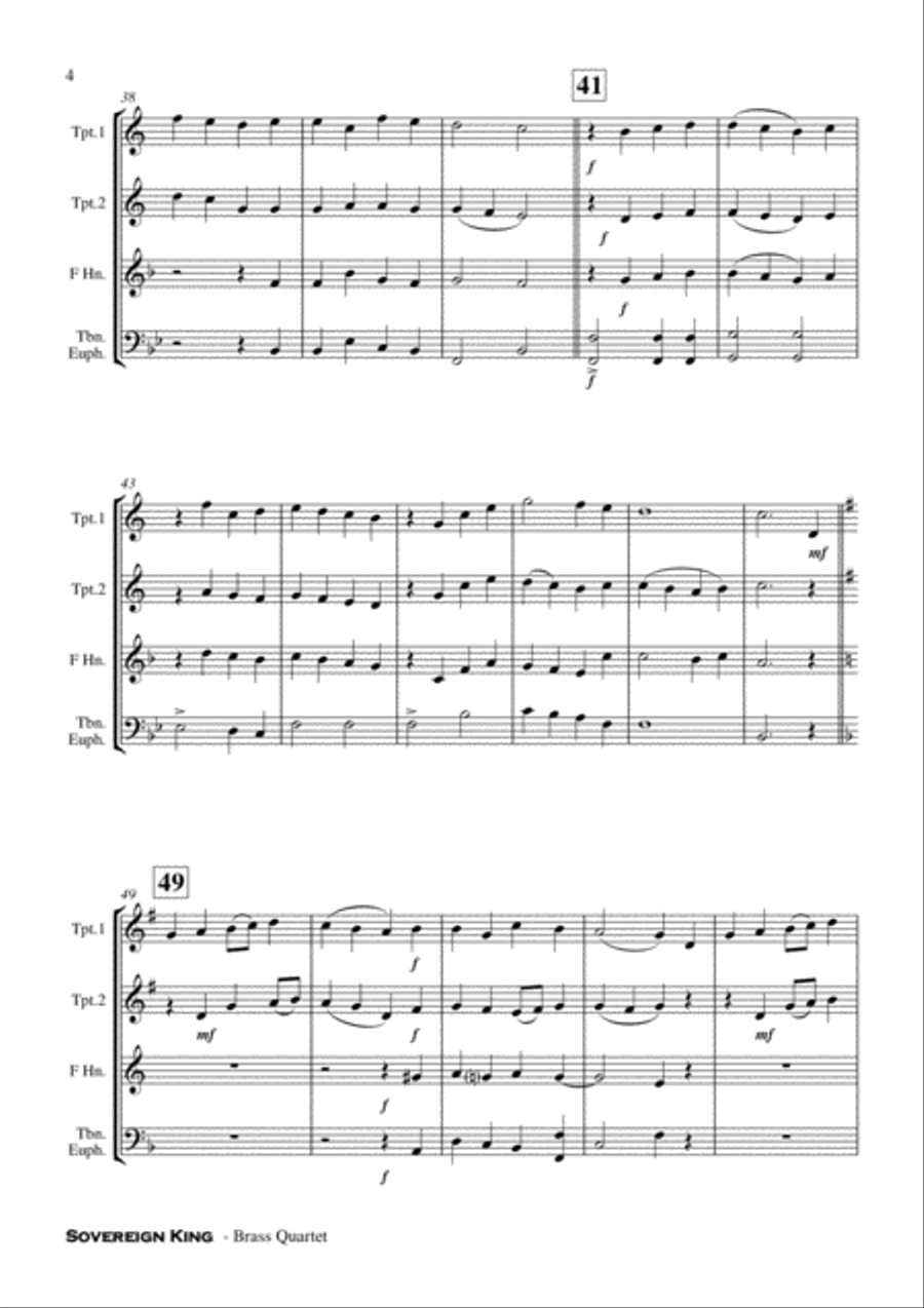 Sovereign King - Brass Quartet Score and Parts PDF Brass Quartet scores gallery preview page 5