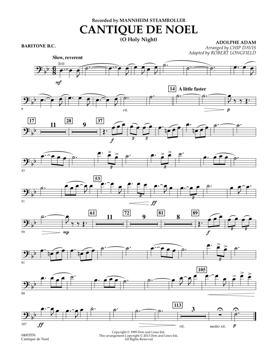 Cantique de Noel (O Holy Night) - Baritone B.C. Concert Band scores gallery preview page 1