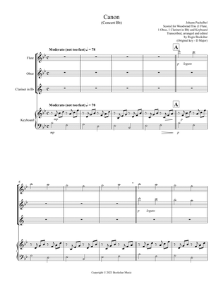 Canon (Pachelbel) (Bb) (Woodwind Trio - 1 Flute, 1 Oboe, 1 Clar), Keyboard)