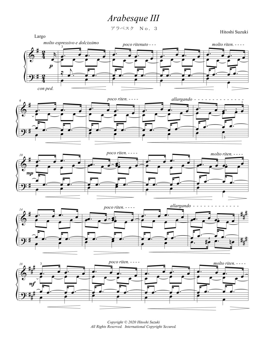 Arabesque No.3 for Piano Solo Piano Solo scores gallery preview page 1