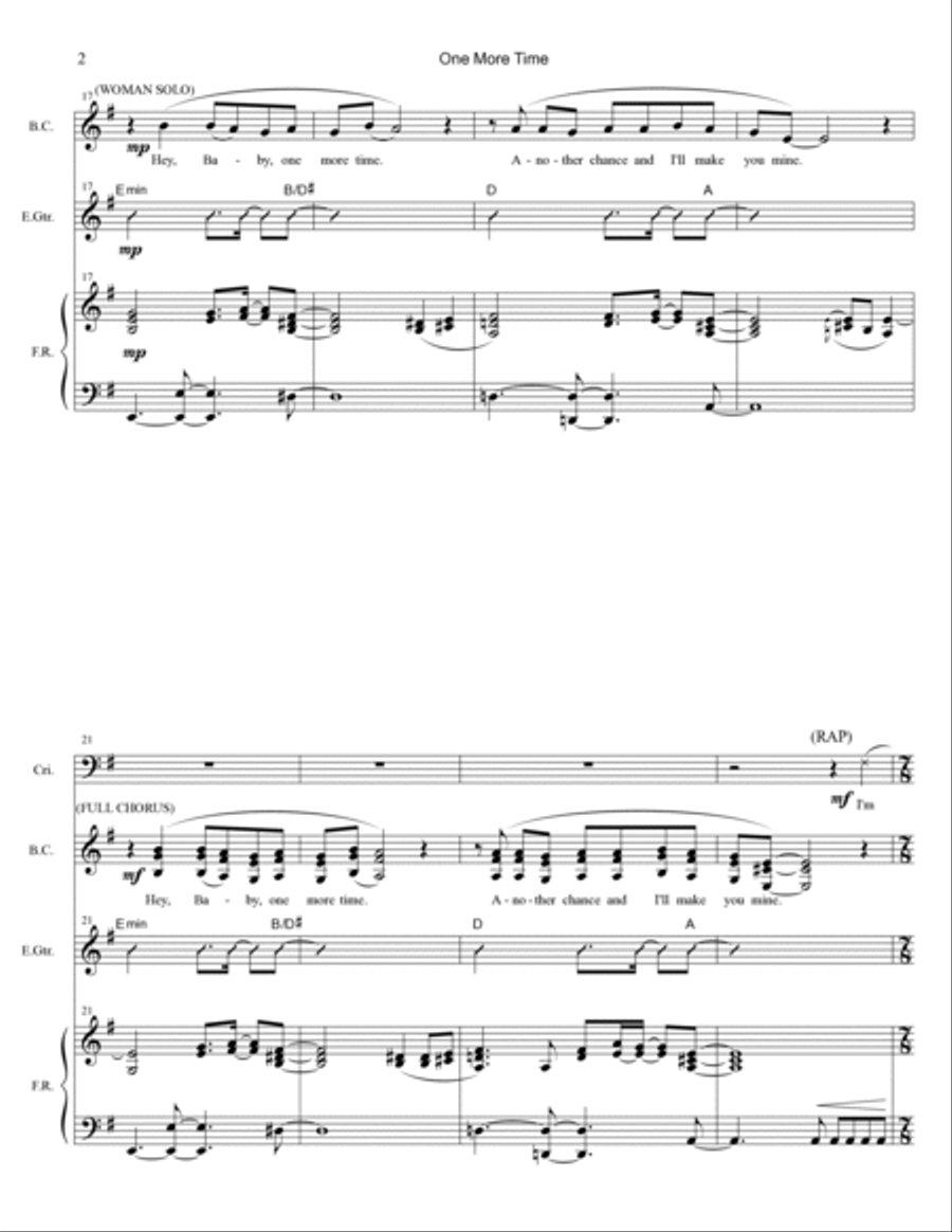 One More Time Piano, Vocal, Guitar scores gallery preview page 2
