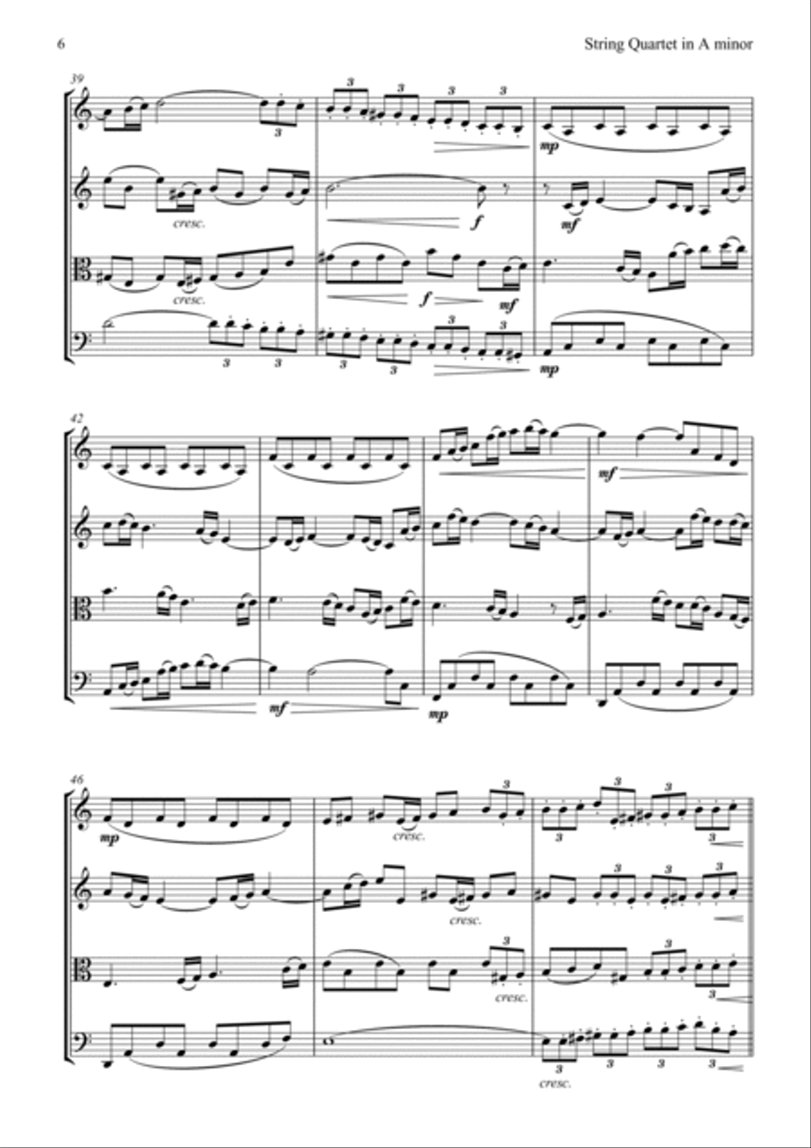String Quartet in A minor String Quartet scores gallery preview page 6