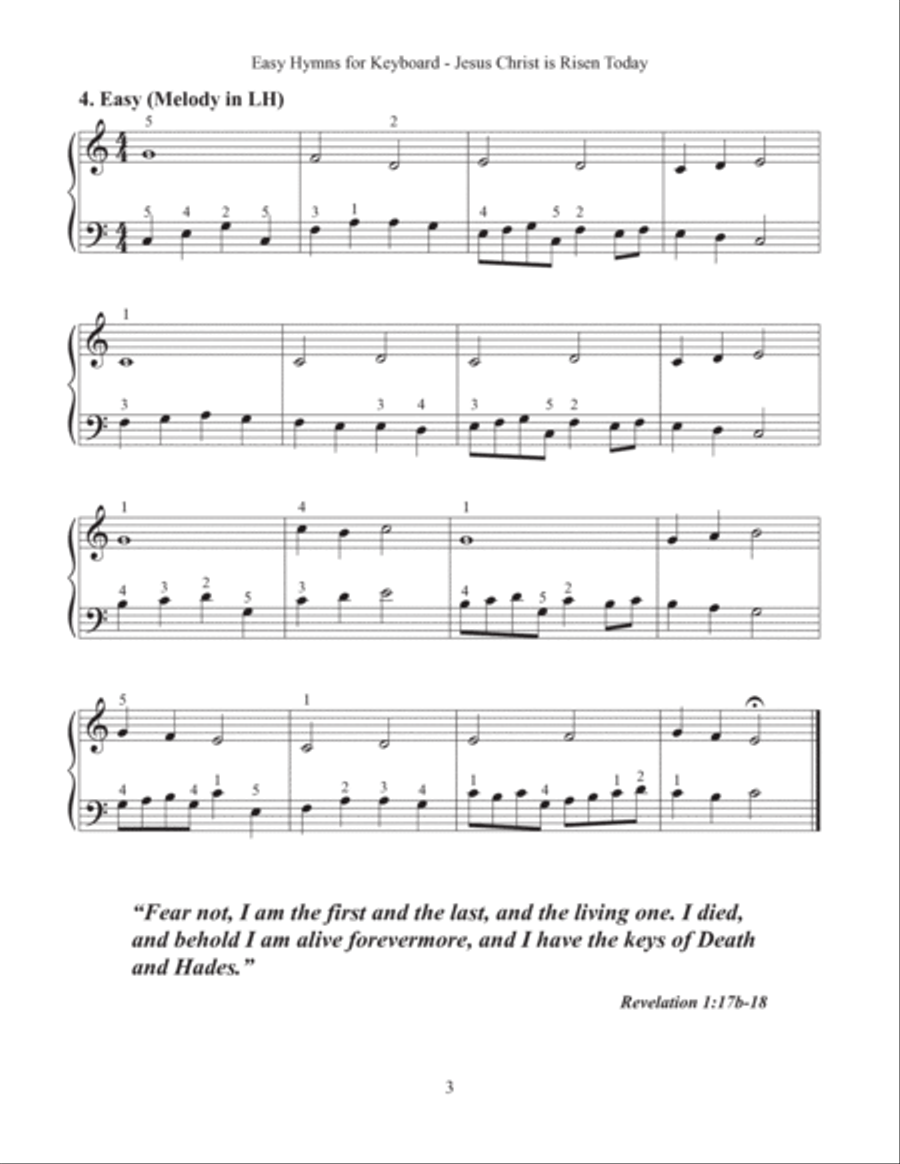 Jesus Christ is Risen Today (Easy Hymns for Keyboard) Piano Method scores gallery preview page 5