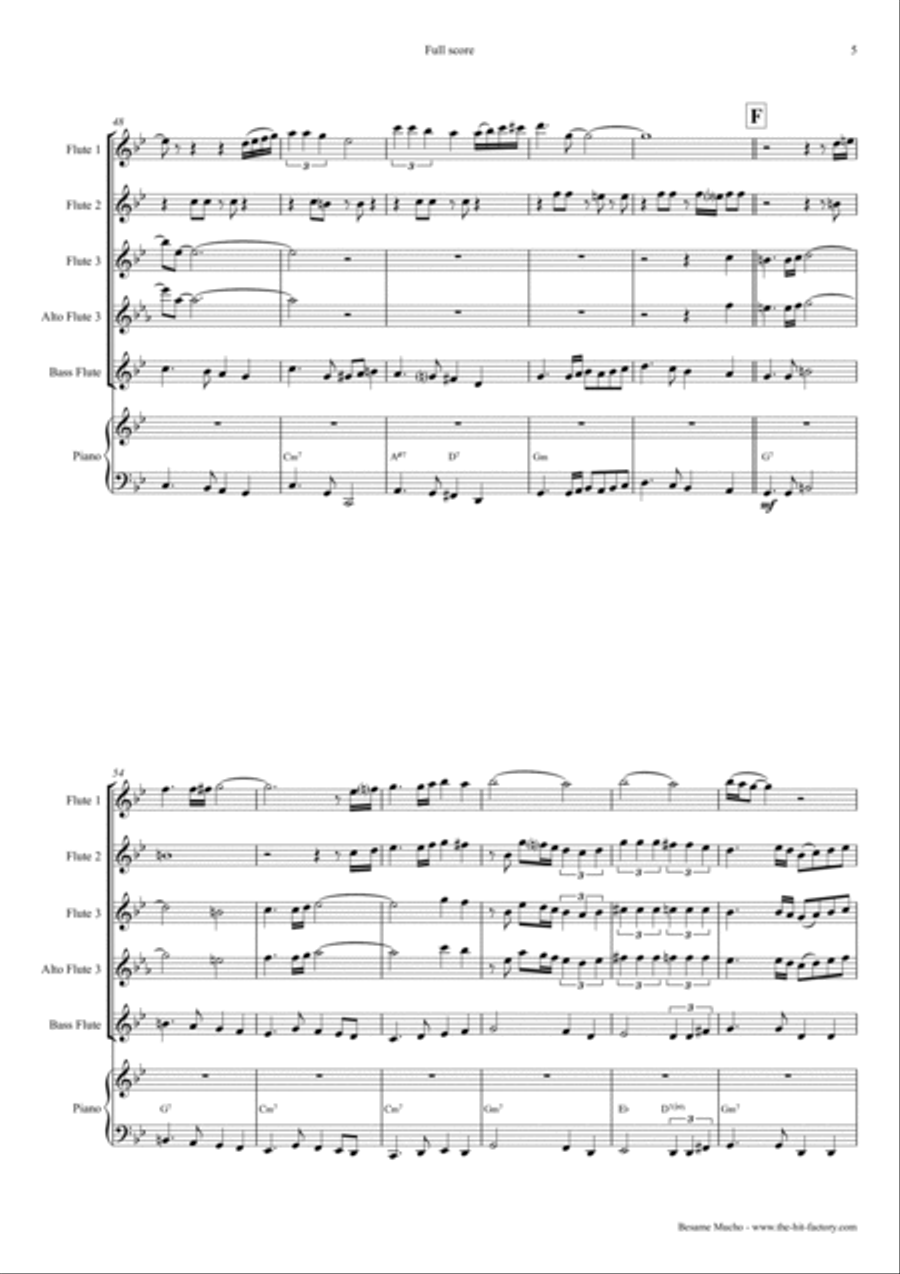 Bésame Mucho (kiss Me Much) Flute Quartet scores gallery preview page 5