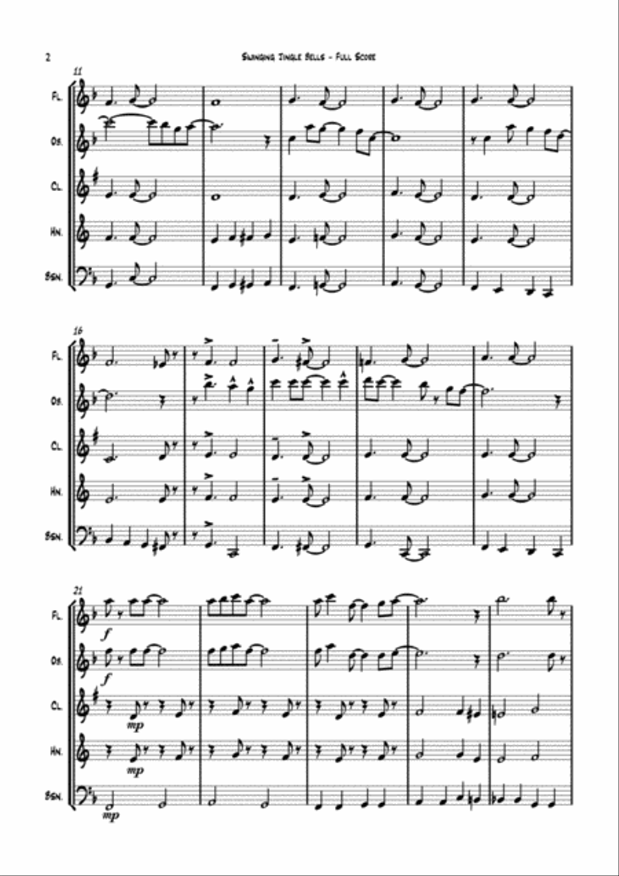 Swinging Jingle Bells - for Woodwind Quintet (arr. Carson Yu) Woodwind Quintet scores gallery preview page 5