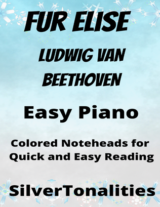 Book cover for Fur Elise Easy Piano Sheet Music with Colored Notation