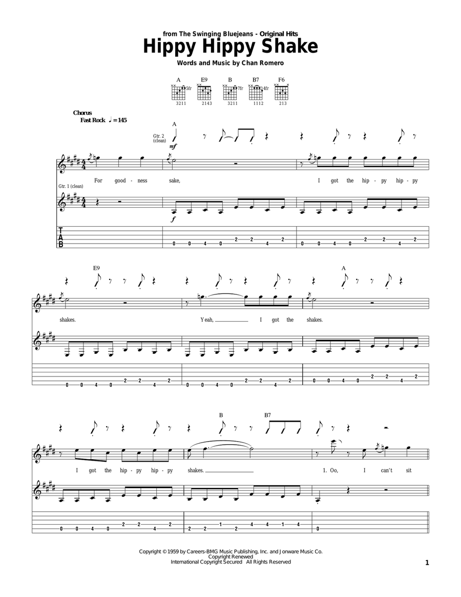 Hippy Hippy Shake Acoustic Guitar scores gallery preview page 1