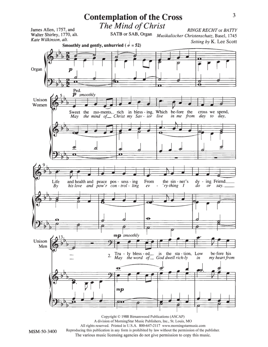 The Mind of Christ (Contemplation of the Cross) 4-Part scores gallery preview page 1