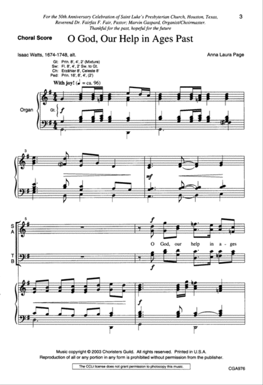O God, Our Help in Ages Past (SATB choral score) 4-Part scores gallery preview page 2