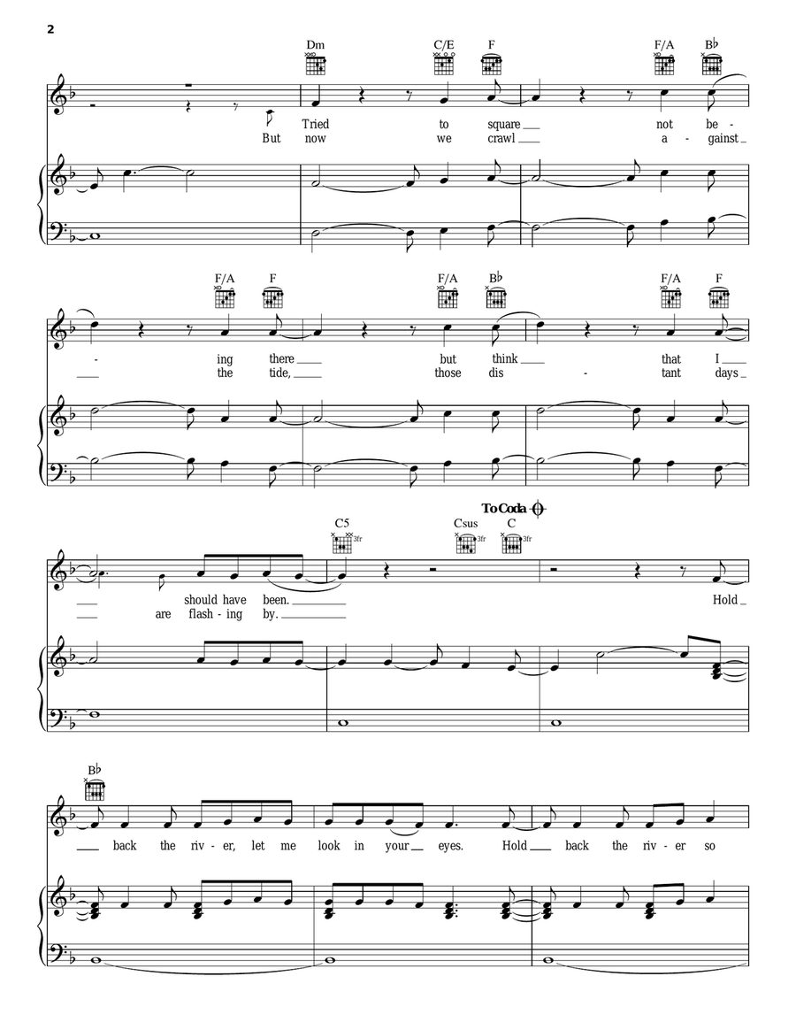 Hold Back The River Piano, Vocal, Guitar scores gallery preview page 2