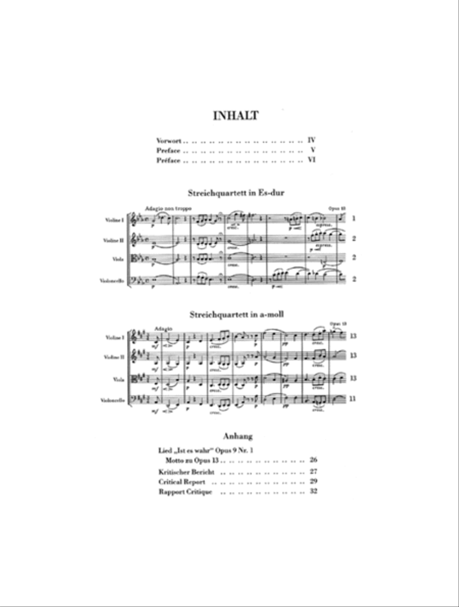 String Quartets Op. 12 and 13 String Quartet scores gallery preview page 2