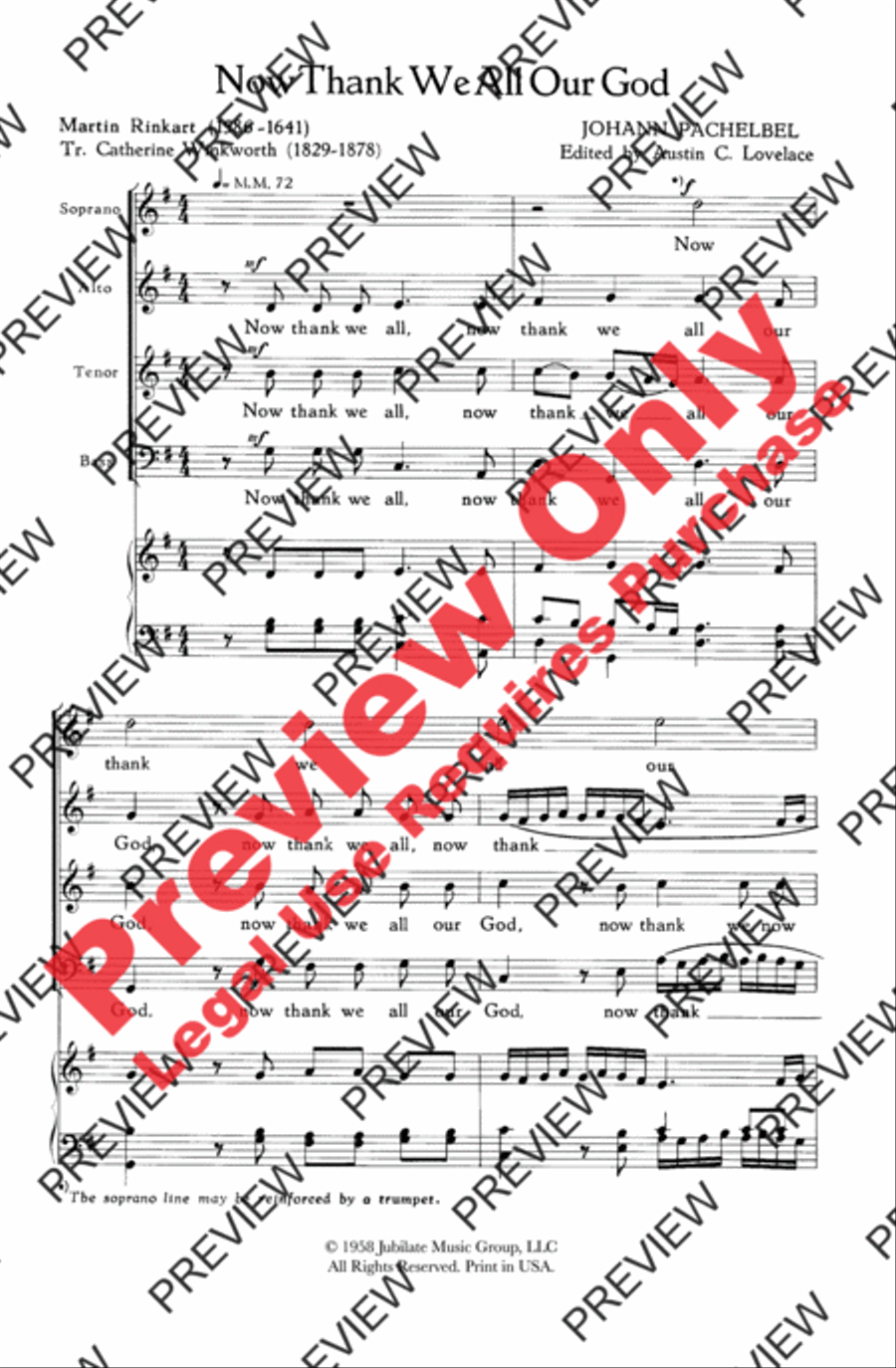 Now Thank We All Our God 4-Part scores gallery preview page 2