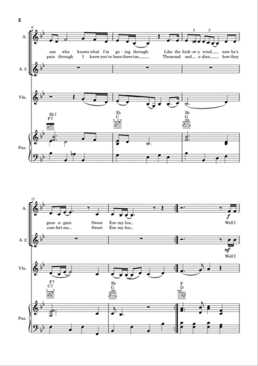 Sweet Emmylou Sweet Emmylou Piano, Vocal, Guitar scores gallery preview page 3