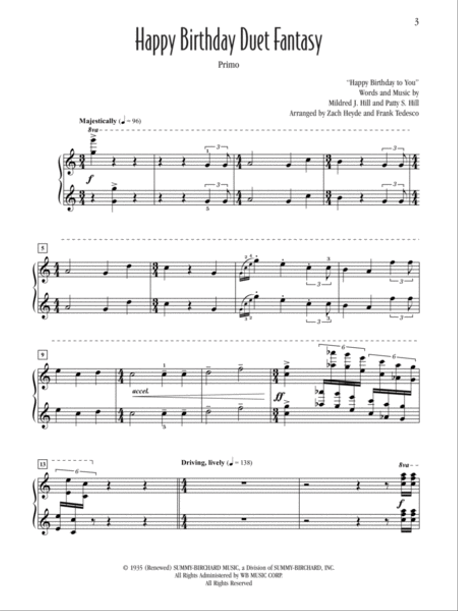 Happy Birthday Duet Fantasy Small Ensemble scores gallery preview page 3