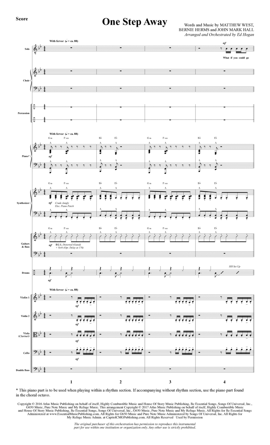 One Step Away - Full Score Choir scores gallery preview page 1