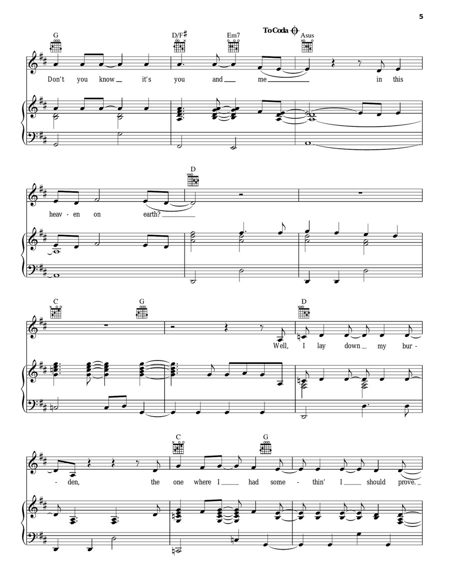 Heaven On Earth Piano, Vocal, Guitar scores gallery preview page 5