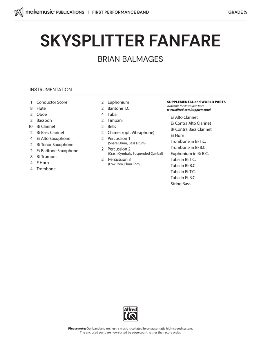 Skysplitter Fanfare: Score