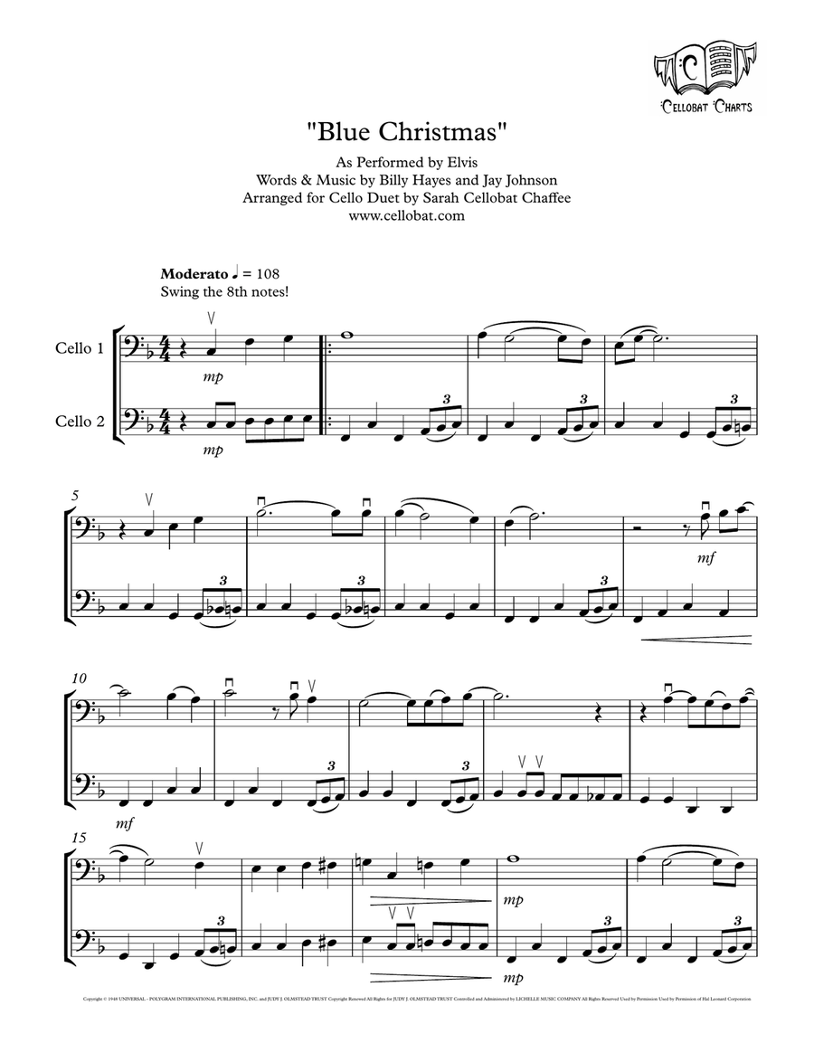 Blue Christmas String Duet scores gallery preview page 1