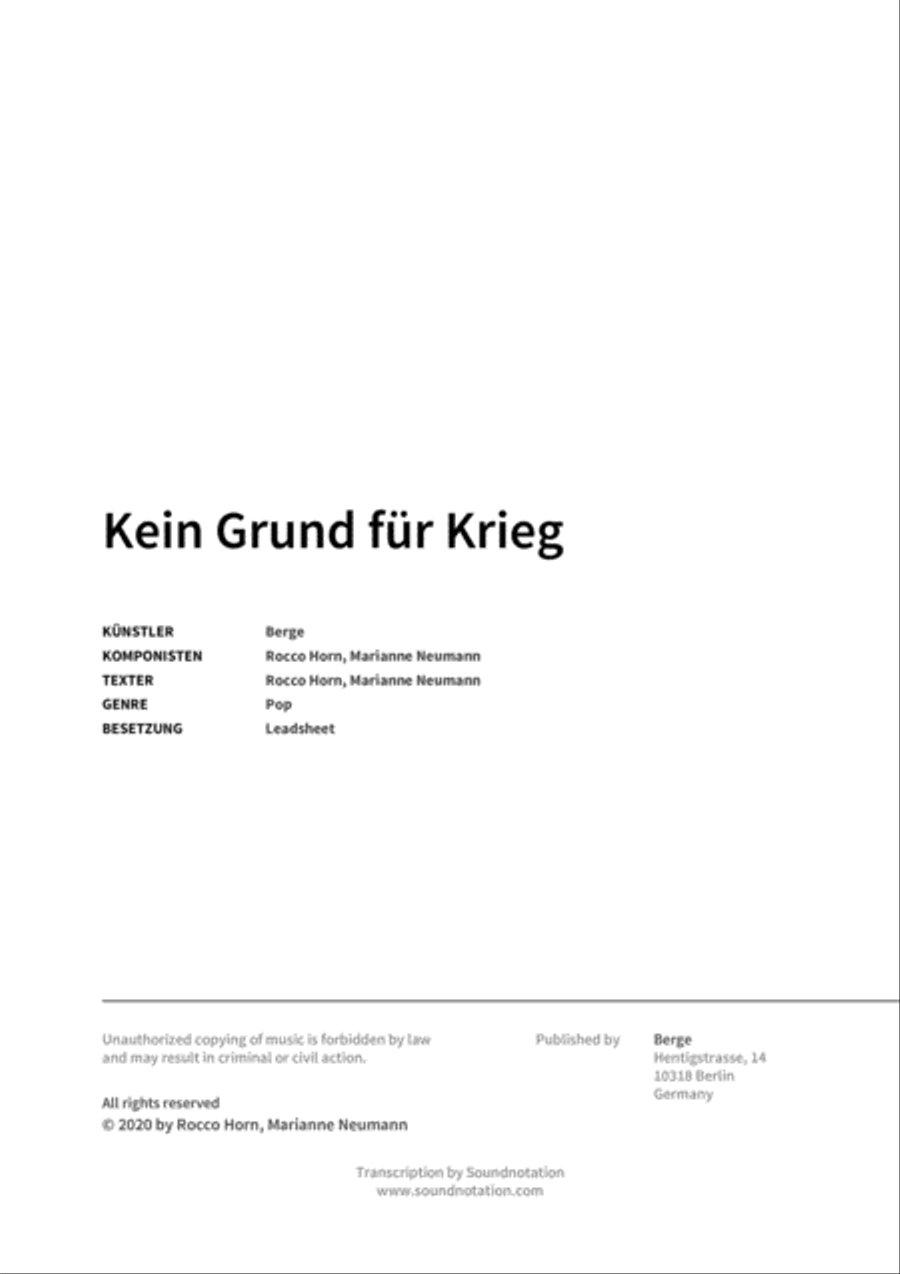 Kein Grund für Krieg Score scores gallery preview page 2