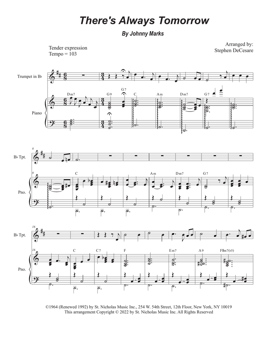 There's Always Tomorrow Trumpet Solo scores gallery preview page 1
