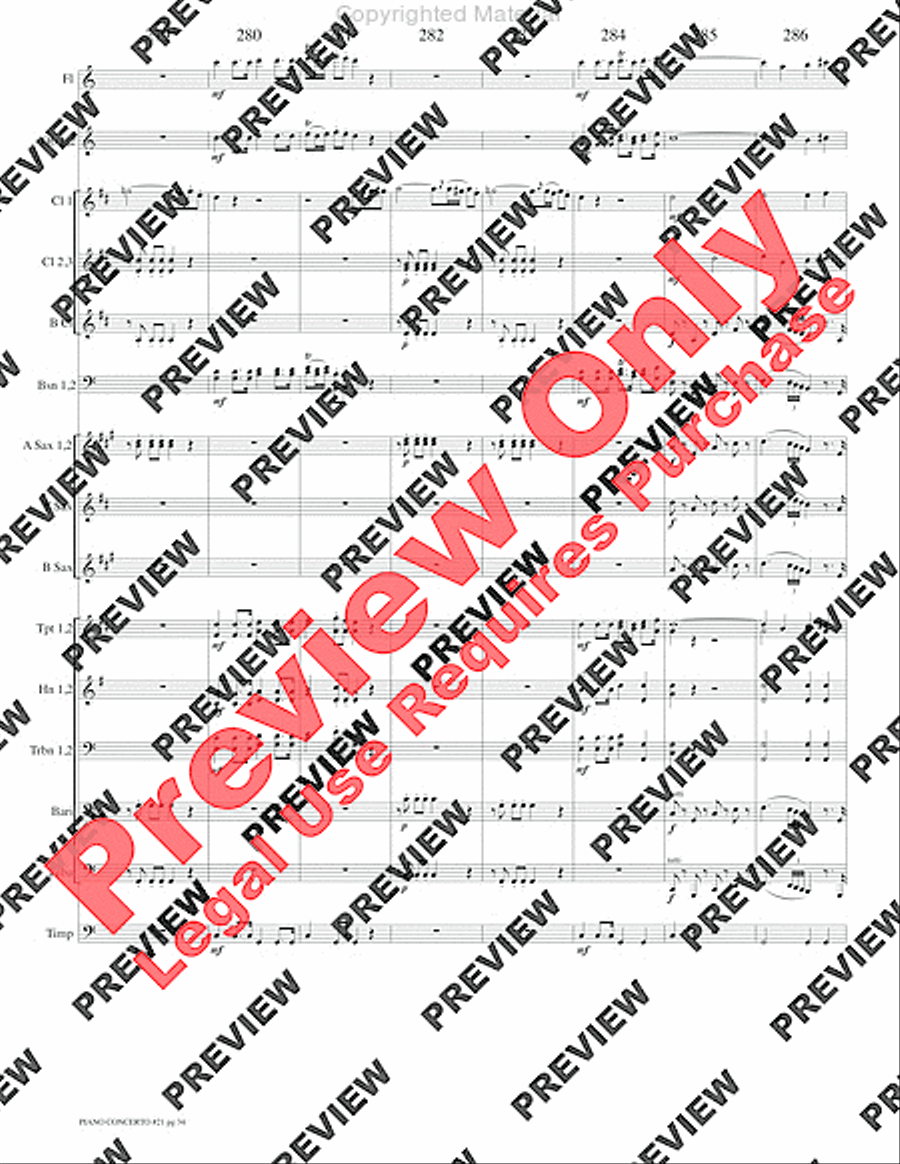 Piano Concerto No. 21, K. 467 (Movement I) Concert Band scores gallery preview page 37