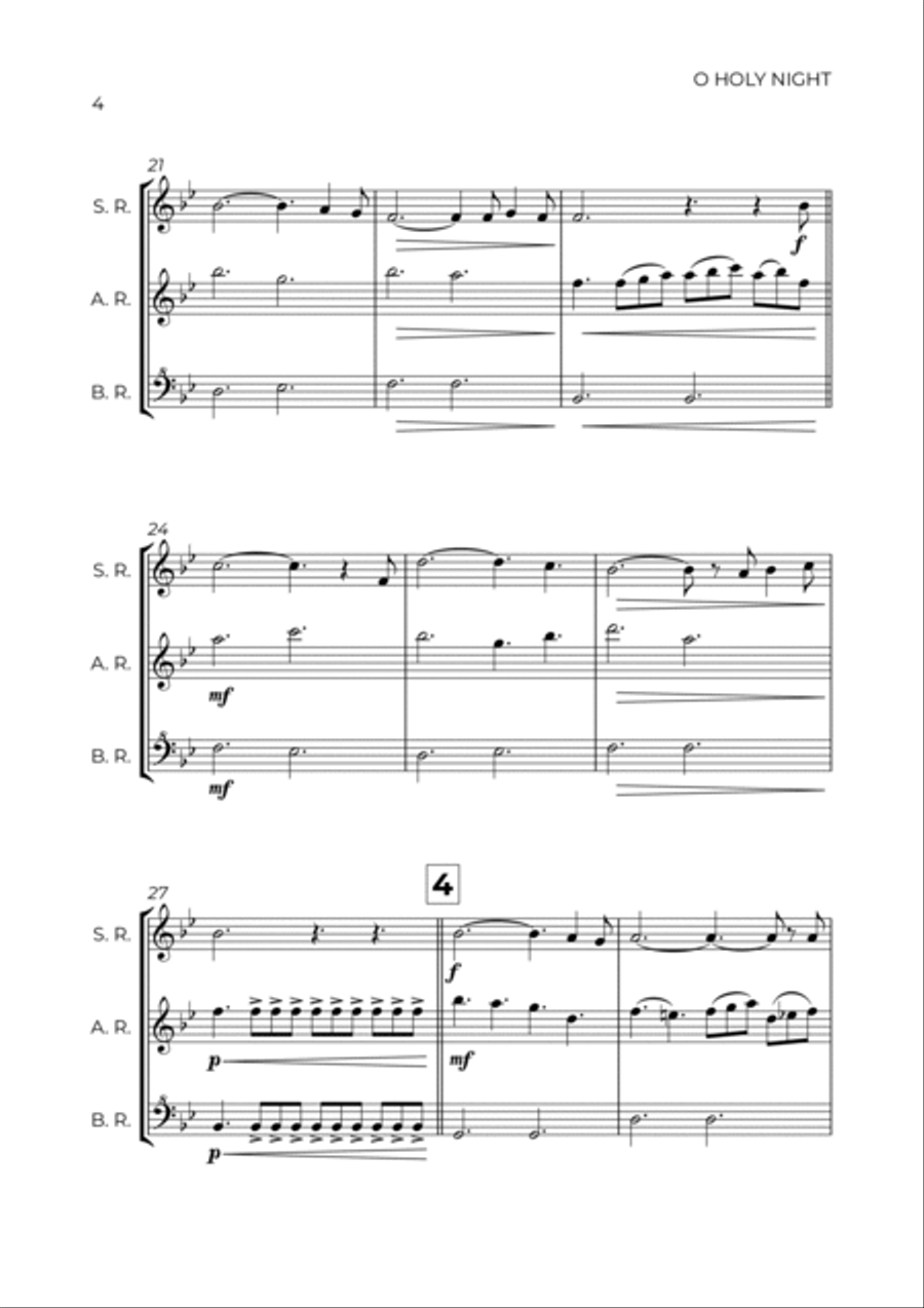 O Holy Night Soprano Recorder scores gallery preview page 4
