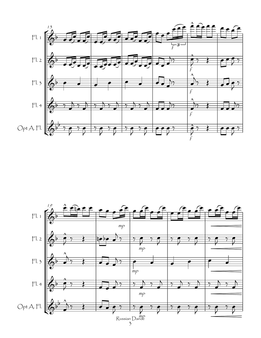 Russian Dance from the Nutcracker Suite for Flute Quartet Flute Quartet scores gallery preview page 4