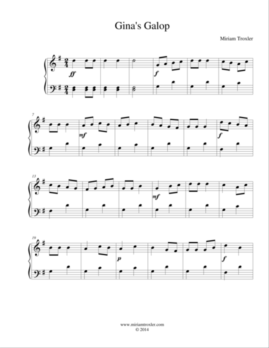 Gina's Galop Piano Solo scores gallery preview page 1
