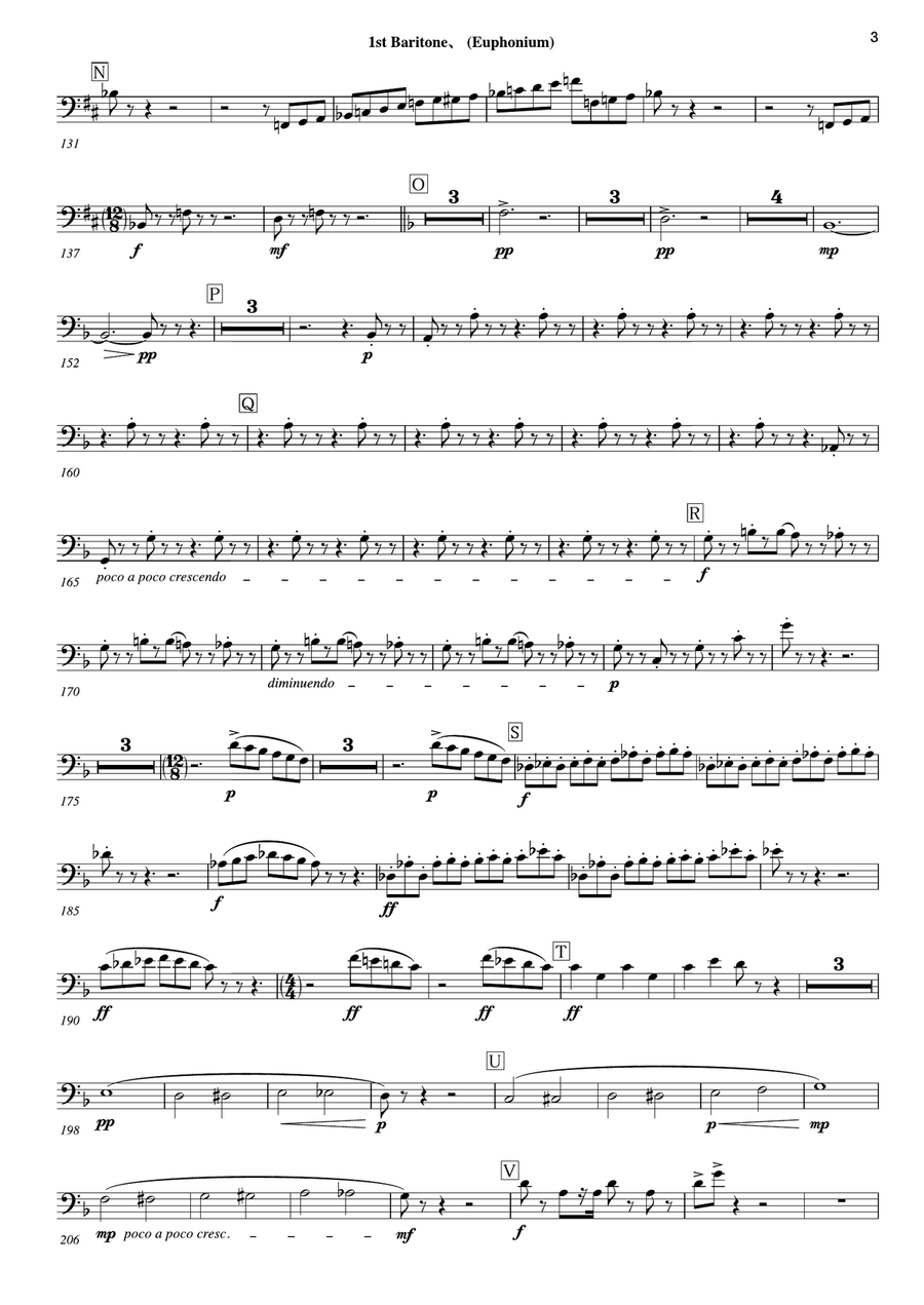 Symphony No.6 Pathetique Movement III [Parts] 1st,2nd Baritone(Euphonium) Marching Band scores gallery preview page 3