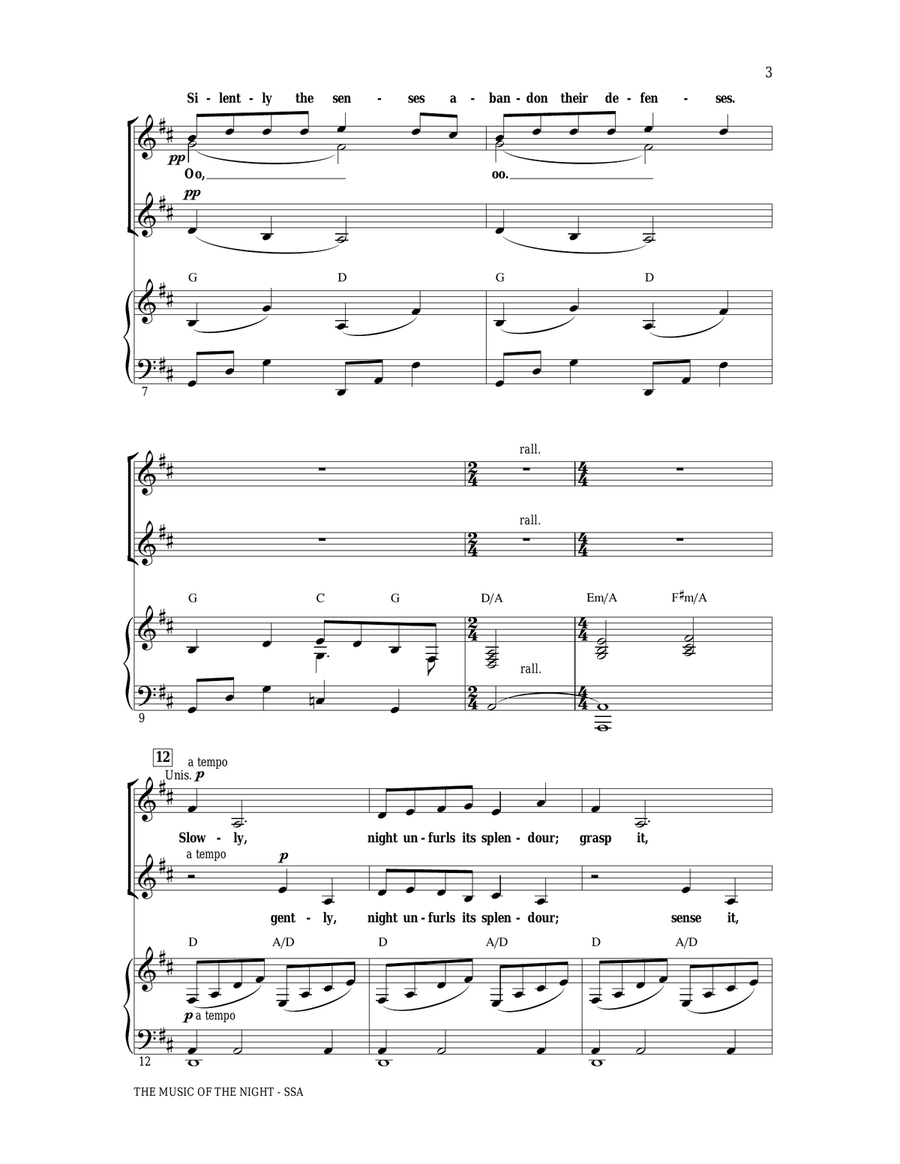 The Music Of The Night (from The Phantom Of The Opera) SSA scores gallery preview page 2