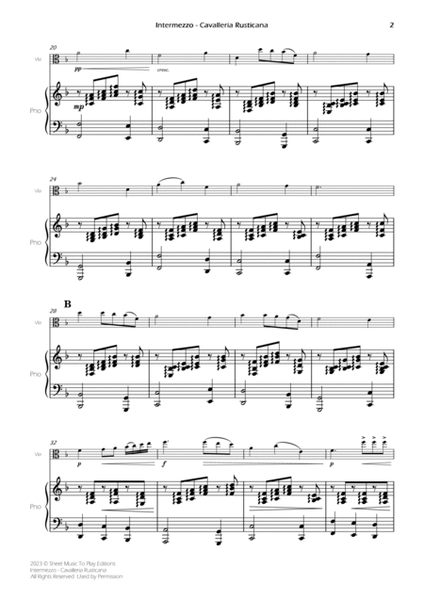 Intermezzo from Cavalleria Rusticana - Viola and Piano (Full Score) image number null