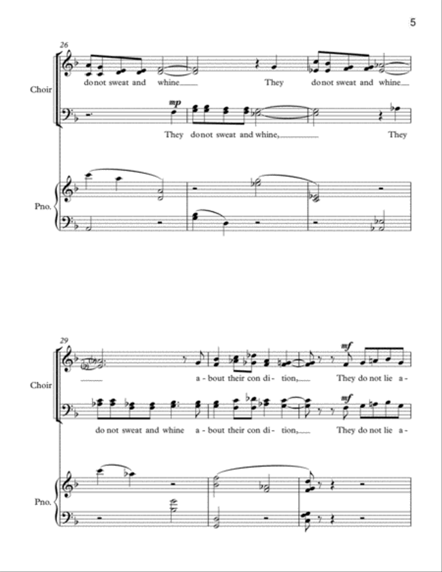 I Think I Could Turn and Live With Animals for SATB voices and Piano image number null