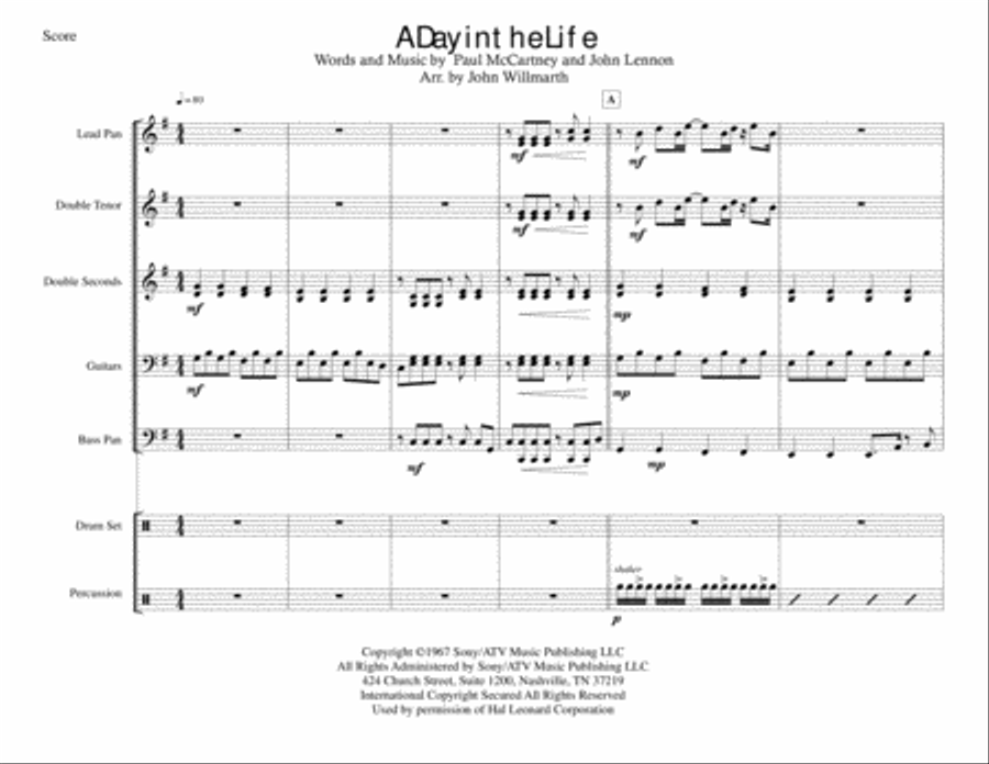 A Day In The Life A Day In The Life Steel Drum Band scores gallery preview page 1