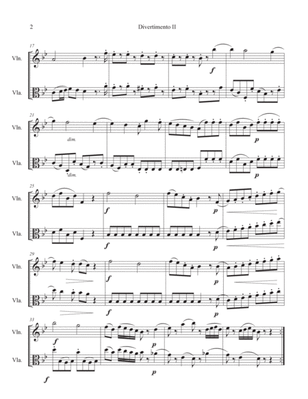 Mozart Divertimento II for Violin and Viola Duet