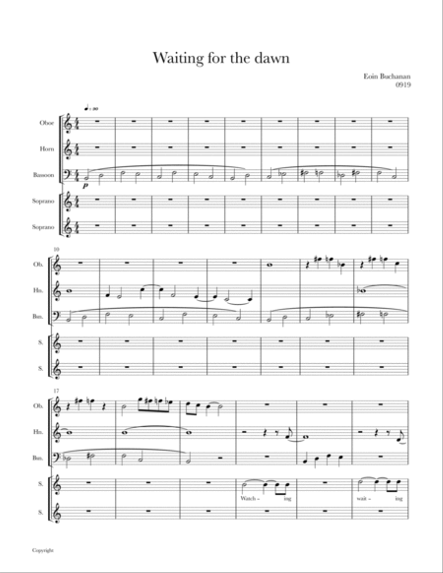 Waiting for the dawn Choir scores gallery preview page 1