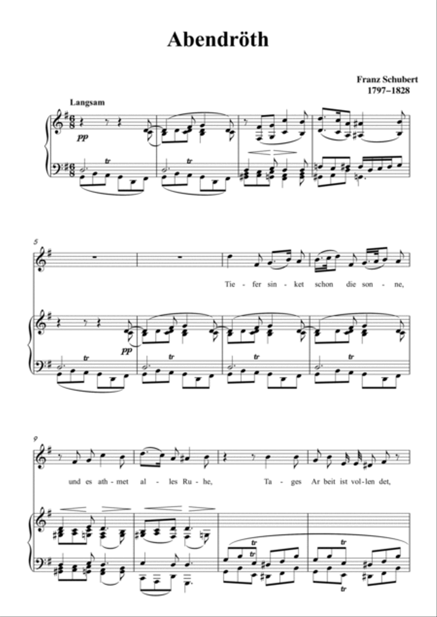 Schubert-Abendröth in G for Vocal and Piano Voice scores gallery preview page 2