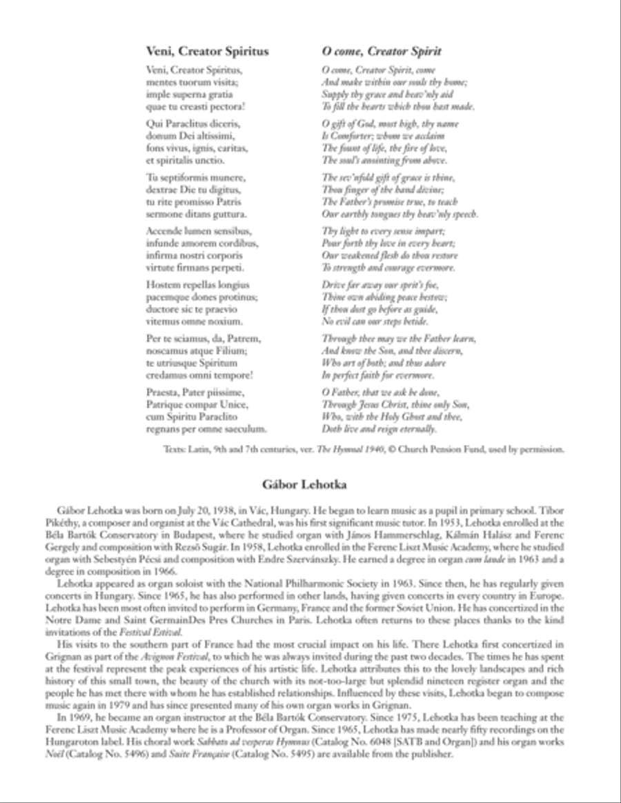 Veni, Creator Spiritus (Come, Creator Spirit) 4-Part scores gallery preview page 2