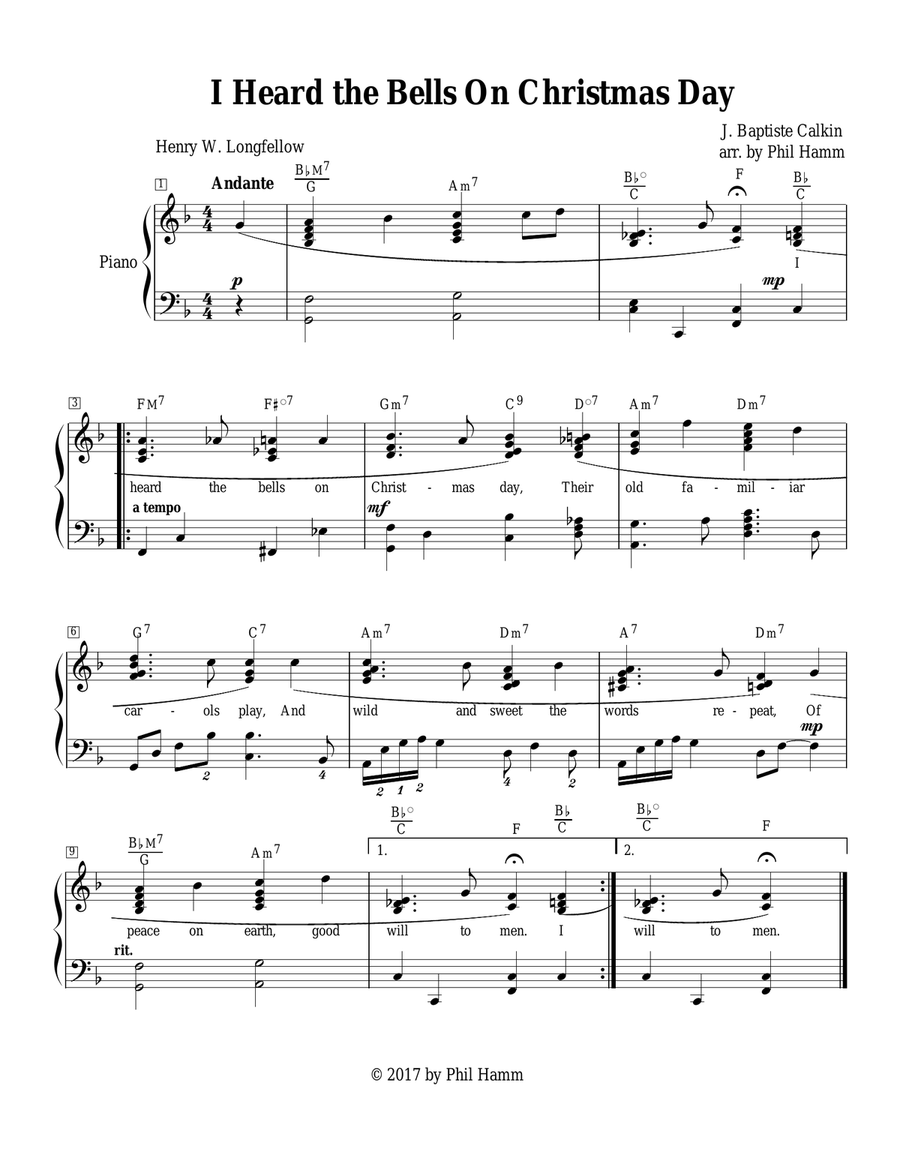 I Heard the Bells On Christmas Day Easy Piano scores gallery preview page 2