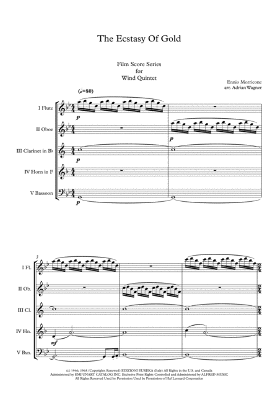 The Ecstasy Of Gold from THE GOOD, THE BAD AND THE UGLY Woodwind Quintet scores gallery preview page 3