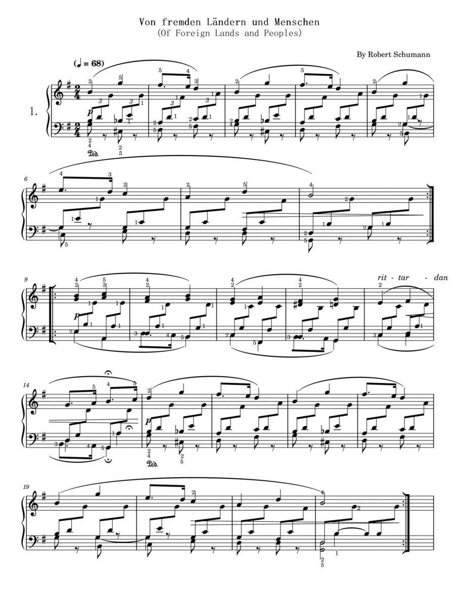 Kinderszenen, Op.15,Robert Schumann,Original Edition,For Piano Solo With Fingering Piano Solo scores gallery preview page 1