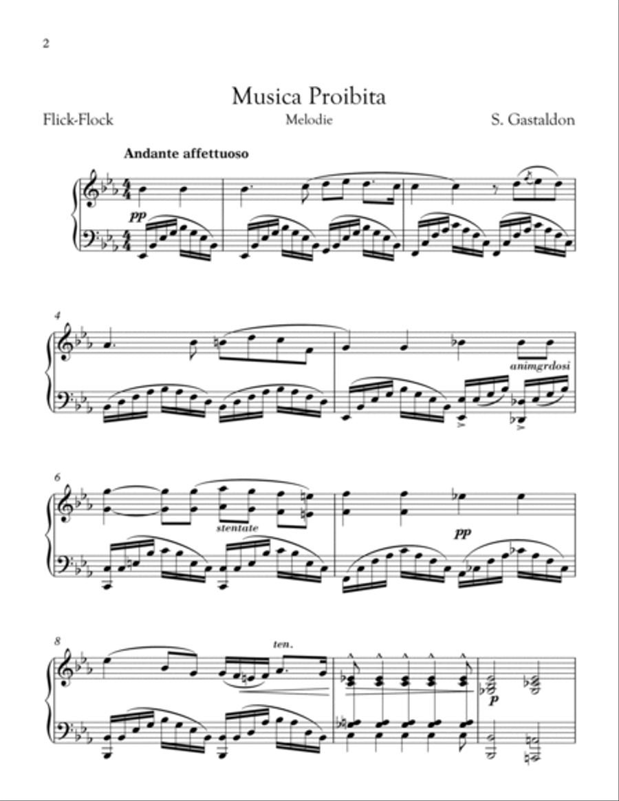 S. Gastaldon: Musica Proibita (transposed to E flat Major) Voice scores gallery preview page 2