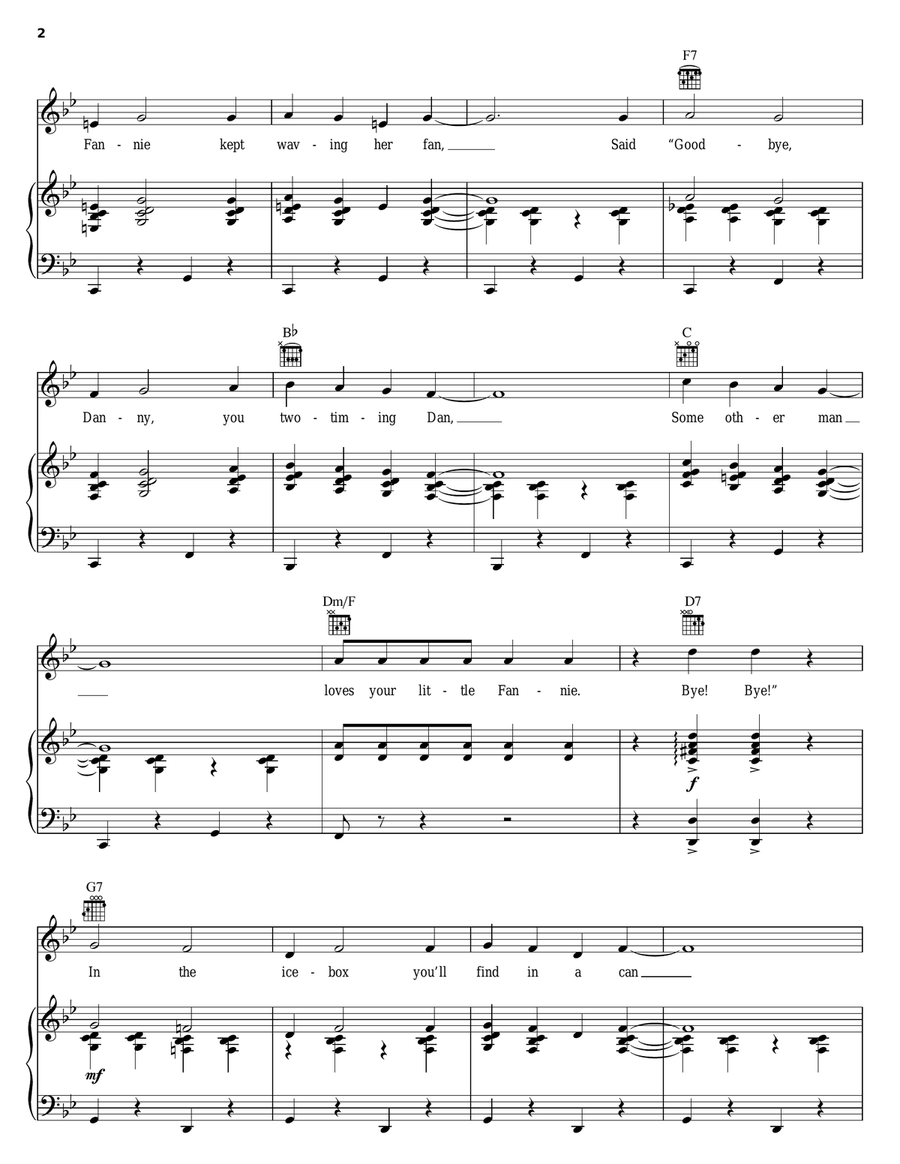 Fan Tan Fanny Fan Tan Fanny Piano, Vocal, Guitar scores gallery preview page 2
