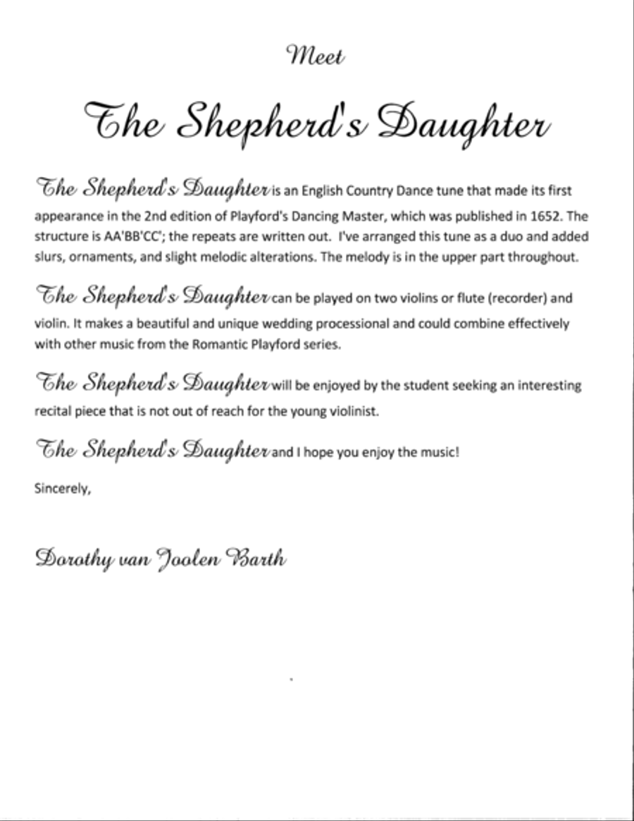 Romantic Playford: The Shepherd's Daughter String Duet scores gallery preview page 1