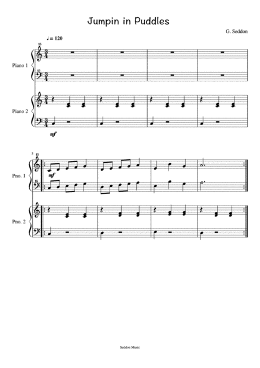Jumpin in Puddles Easy Piano scores gallery preview page 1