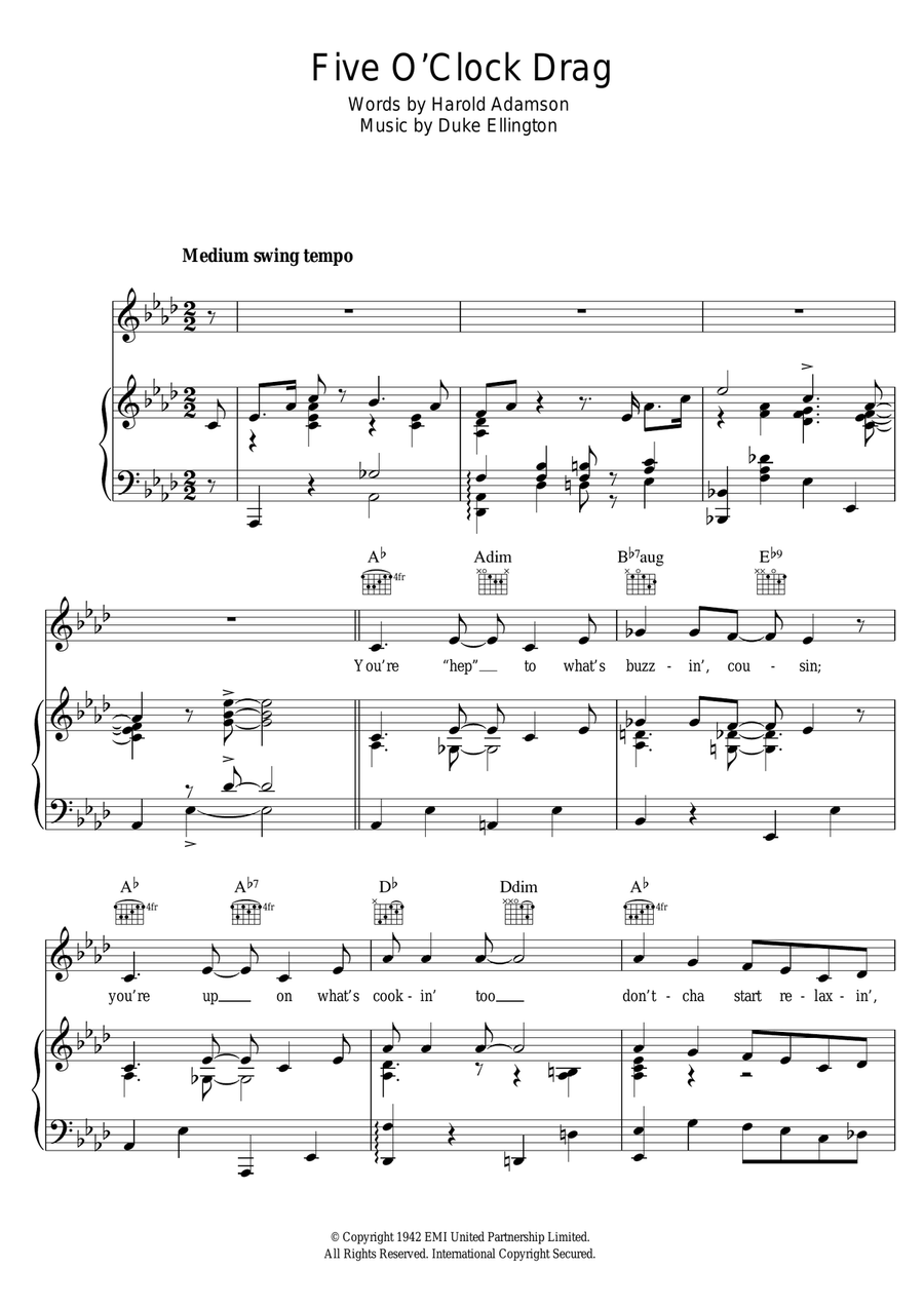 Five O'Clock Drag Five O'Clock Drag Piano, Vocal scores gallery preview page 1