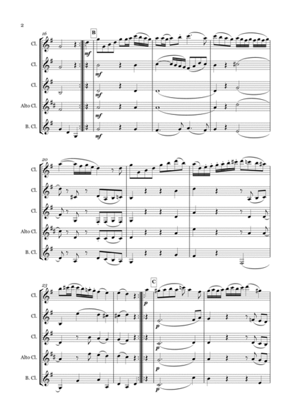 Andantino from Flute Quartet K298 Arranged for Clarinet Quartet image number null