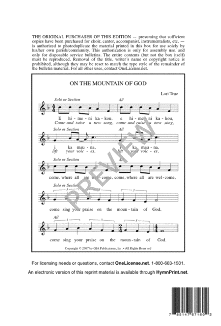 On the Mountain of God On the Mountain of God 3-Part scores gallery preview page 8