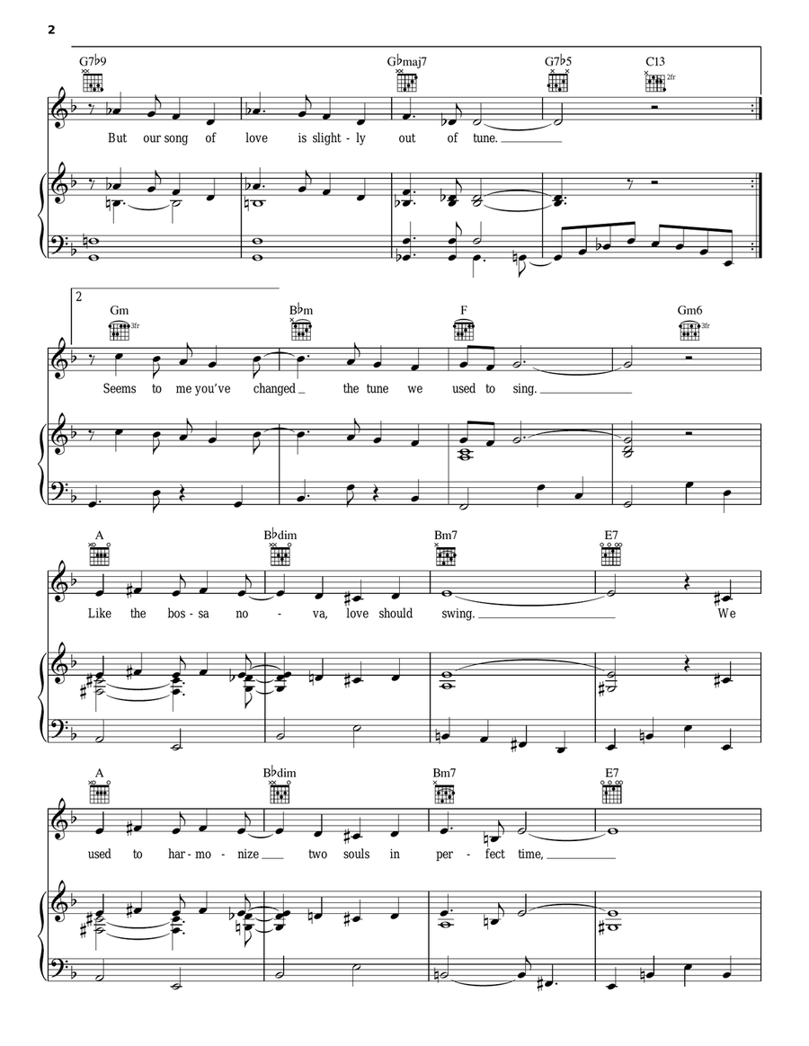 Slightly Out Of Tune (Desafinado) Piano, Vocal, Guitar scores gallery preview page 2