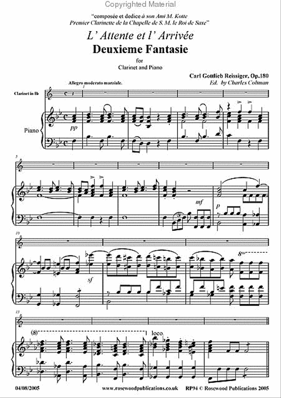 Deuxieme Fantasie, Op. 180 Clarinet Solo scores gallery preview page 2